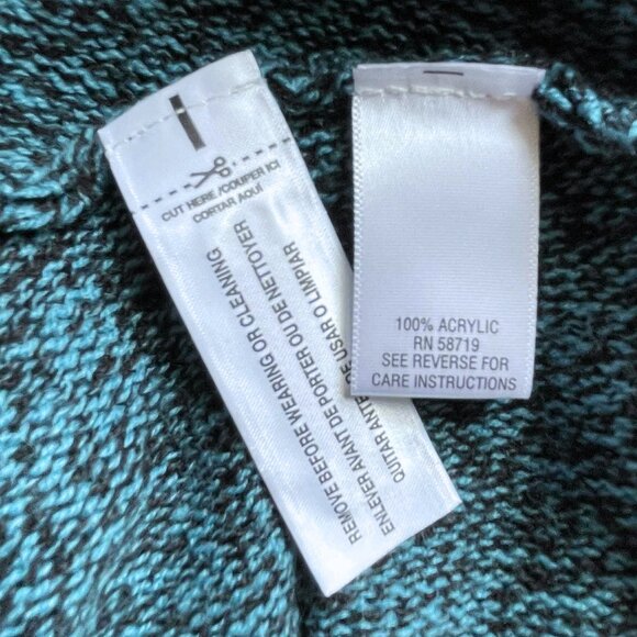 NWT STUDIO WORKS WOMAN 2X Blue / Teal Knit Poncho Sweater Cowl Neck Ruffle Hem - Picture 9 of 10